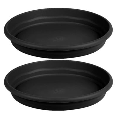 Opvangbord - 4x - zwart - kunststof - D18 cm - onderschaal/opvangbord