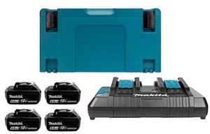 Makita Accessoires 18V Li-Ion accu starterset 198091-4 (4x BL1860B 6.0Ah) + duolader DC18RD in Mbox - 198091-4