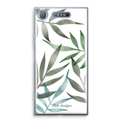 Tropical watercolor leaves: Sony Xperia XZ1 Transparant Hoesje