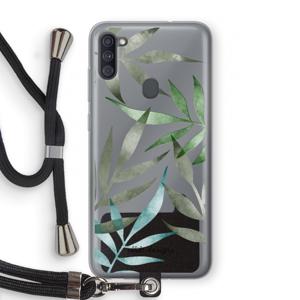 Tropical watercolor leaves: Samsung Galaxy A11 Transparant Hoesje met koord