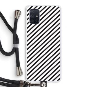 Strepen zwart-wit: Samsung Galaxy A71 Transparant Hoesje met koord