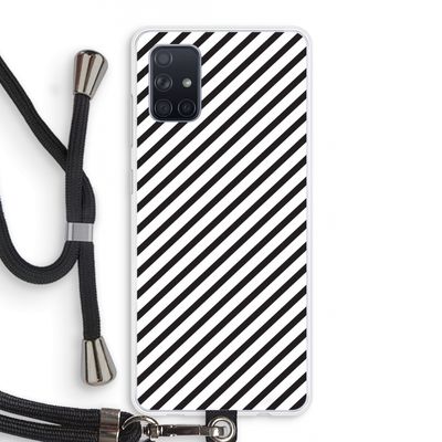 Strepen zwart-wit: Samsung Galaxy A71 Transparant Hoesje met koord