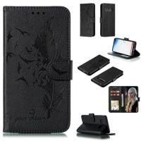 Feather patroon Litchi textuur horizontale Flip lederen draagtas met portemonnee & houder & kaartsleuven voor Galaxy S10 (zwart)