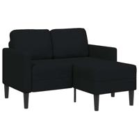 2-zitsbank met ligchaise L-vormig 125 cm stof zwart - thumbnail