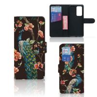 Huawei P40 Pro | Telefoonhoesje | Met pasjeshouder | Pauw met Bloemen