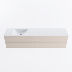 MONDIAZ VICA 200cm badmeubel onderkast Linen 4 lades. Wastafel CLOUD links zonder kraangat, kleur Talc.