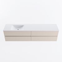 MONDIAZ VICA 200cm badmeubel onderkast Linen 4 lades. Wastafel CLOUD links zonder kraangat, kleur Talc.