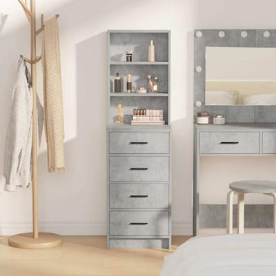 Highboard met lade Betongrijs 40 x 41 x 135 cm Bewerkt hout