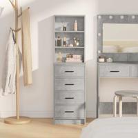 Highboard met lade Betongrijs 40 x 41 x 135 cm Bewerkt hout