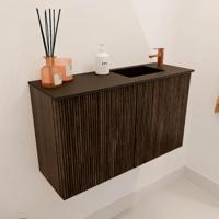 Toiletmeubel Mondiaz Joya | 70 cm | Meubelkleur Walnut | Faye wastafel Urban Rechts | 1 kraangat Toiletmeubel Mondiaz Joya | 70 cm | Meubelkleur Walnut | Faye wastafel Urban Rechts | 1 kraangat