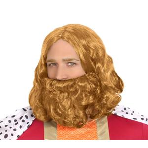 Verkleedpruik voor heren Met baard - bruin - half lang haar - Carnaval - Krijger/ridder/koning