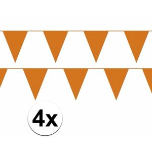 4x oranje vlaggenlijn / slinger 10 meter