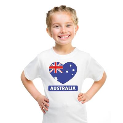Australie Supporters t-shirt - kinderen - hartjes vlag - wit - korte mouwen - sport - kleding
