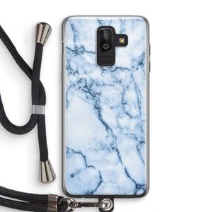 Blauw marmer: Samsung Galaxy J8 (2018) Transparant Hoesje met koord