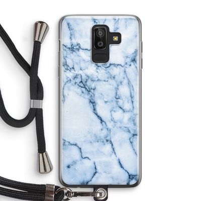 Blauw marmer: Samsung Galaxy J8 (2018) Transparant Hoesje met koord