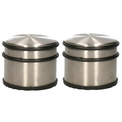Benson Deurstopper - 2x - RVS - rond - D9 x H7 cm - 1 kg - met rubberen ringen