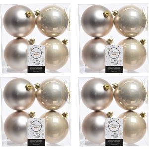 16x Kunststof kerstballen glanzend/mat Licht parel/champagne 10 cm kerstboom versiering/decoratie - Kerstbal