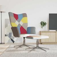 Relaxstoel met voetenbank patchwork stof