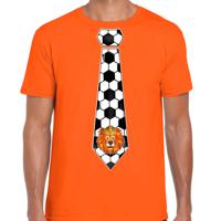 Verkleed T-shirt voor heren - voetbal stropdas - oranje - EK/WK voetbal supporter - Nederland - thumbnail