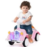 Rijdauto Klassiek Voet-naar-grond Rijdend Voertuig met Stuur Toeter LED-koplampen Roze