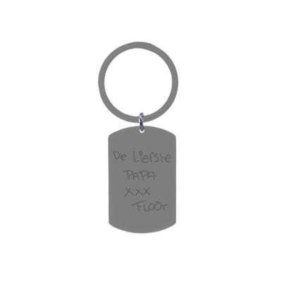 Gepersonaliseerde sleutelhanger met handschrift – Stainless steel - Zilver