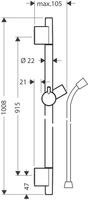 Glijstang Met Doucheslang Unica S Puro HansGrohe 90 cm Chroom - thumbnail