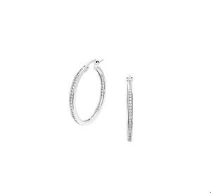 Oorringen witgoud-zirconia wit 2 x 24 mm