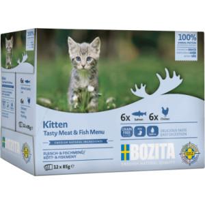 Bozita Kitten met vlees & vis in saus multipack natvoer kat 12 x 85 g