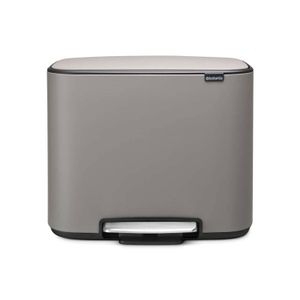 Brabantia Bo pedaalemmer 3 x 11 liter met 3 kunststof binnenemmers - Mineral Concrete Grey