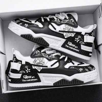 Bon&Bon Heren Veterschoenen Zwart - Casual Sneakers met Letterpatroon Zwart / 43