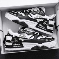 Bon&Bon Heren Veterschoenen Zwart - Casual Sneakers met Letterpatroon Zwart / 43