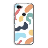 Memphis Shapes Blue: Google Pixel 3a Transparant Hoesje Memphis Shapes Blue: Google Pixel 3a Transparant Hoesje