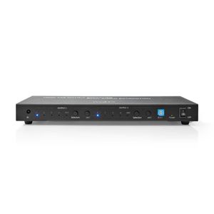 Nedis VMAT3482AT Hdmi™ Matrix-switch 2 X 4 Poort(en) 4x Hdmi™ Input 1x Optisch S/pdif / 2x 3,5 Mm / 2x Hdmi™ Output 4k@60hz 18 Gbps Afstandbestuurbaar Metaal Antraciet