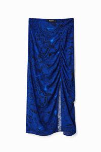 Slim fit midirok met split - BLUE - XS