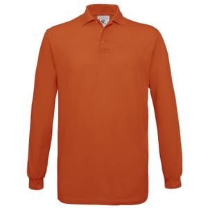 Oranje polo t-shirt met lange mouw