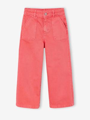 Wijd uitlopende broek voor meisjes medium Morpho koraal