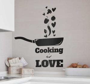 Muursticker keuken cooking is love