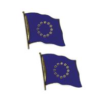Pin Vlag Europa - 4x stuks - 2 cm - vlaggen speldje - supporter - mini broche