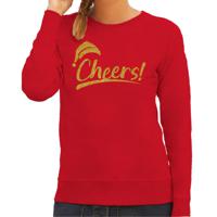 Foute kersttrui/sweater voor dames - Cheers - rood - glitter goud - Kerstman