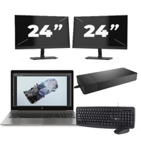 HP ZBook 15u G6 - Intel Core i7-8e Generatie - 15 inch - 16GB RAM - 256GB SSD - Windows 11 + 2x 24 inch Monitor