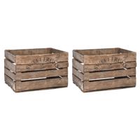 Fruitkist - Set van 2x stuks - 42 x 51 x 30 cm - hout - opberg - krat - opbergkrat