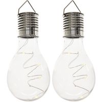 2x Buitenlampen/tuinlampen lampbolletjes/peertjes 14 cm transparant   -