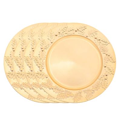Diner/Kerstdiner onderborden - 8x - goud - kerstprint - rond - D33 cm - multifunctioneel