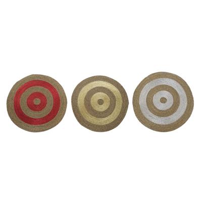 Tapijt DKD Home Decor Vezel Zeegras (90 x 90 x 2 cm) (3 Stuks)