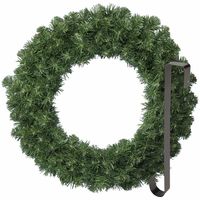 Kerstkrans 60 cm - groen - met zwarte hanger/ophanghaak - kerstversiering - thumbnail