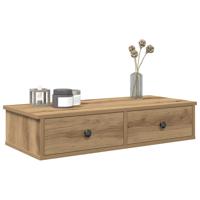 Wandschap met lades 80x31x17 cm bewerkt hout artisanaal eiken