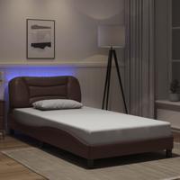 Bedframe met LED zonder matras "Hvar" bruin 100x200 cm