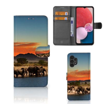 Samsung Galaxy A13 (4G) | Telefoonhoesje | Met pasjeshouder | Olifanten