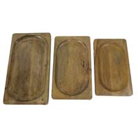 Decoratieve dienbladen - Naturel - Mangohout - Set van 3