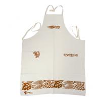 Schort in Katoen-linnen met Roestkleur traditionele Romagna patronen - Maatregelen 90x70 cm